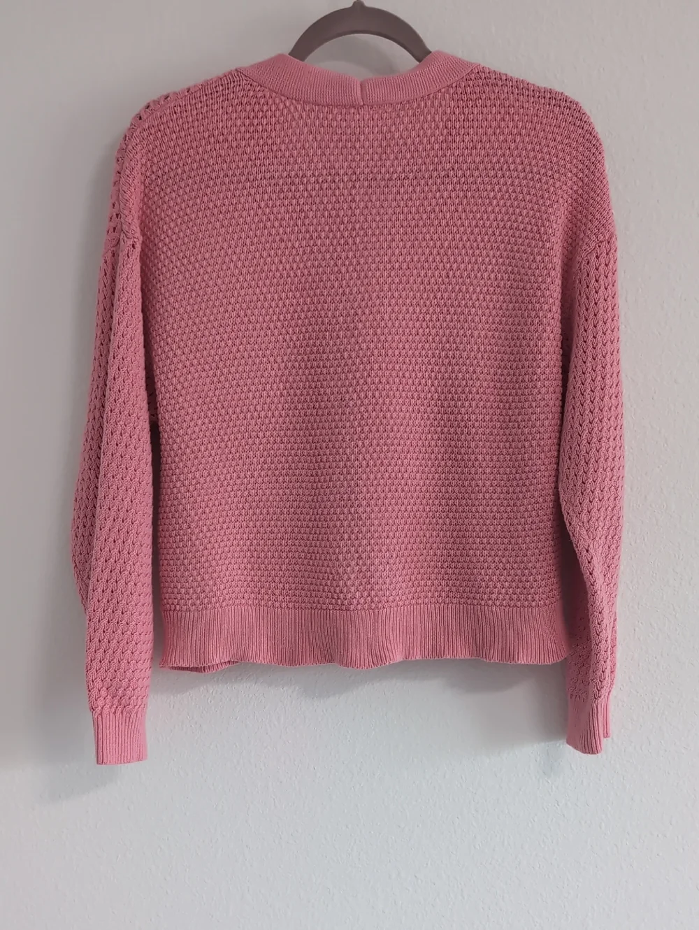GAP Rose Pink Open-Knit Button Cardigan